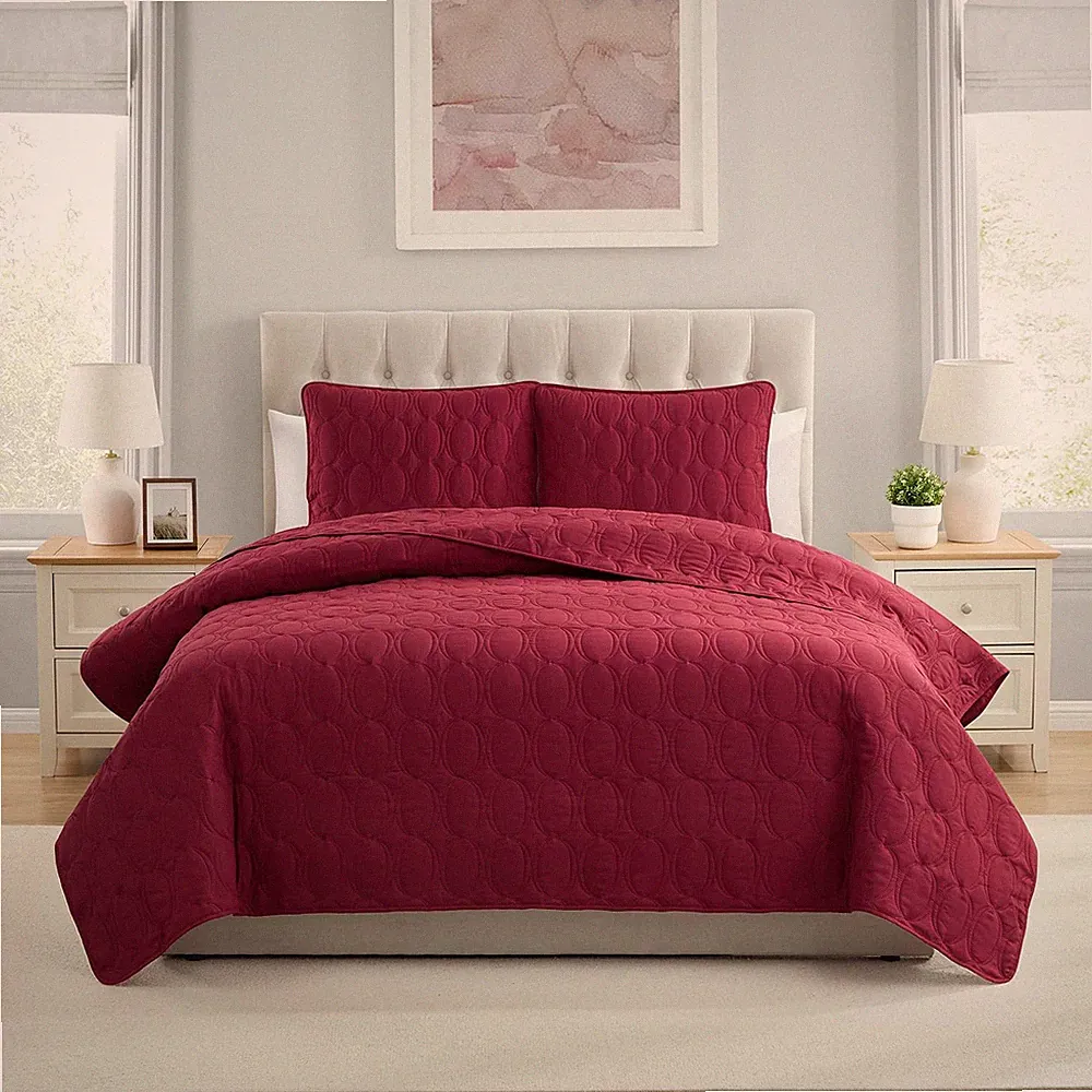 Full/Queen Size Pinsonic Circle Bedding Set - 3 Piece | Quilt & 2 Pillow Shams