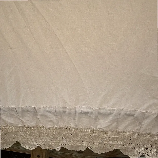 Full Size Lace Bed Skirt Off White Beige Crochet Cottage Farmhouse 12” Drop A39