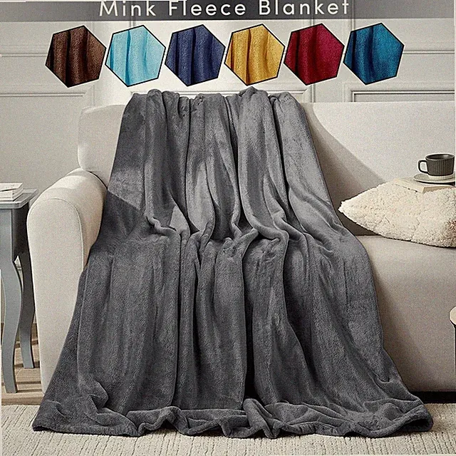 Large Faux Fur Fleece Blanket 400 Gsm Super Soft Reversible Warm Sofa Bed Throws