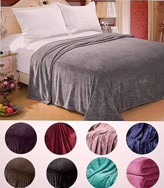 Solid Flannel Throw Plush Cozy Super Soft Bed Blanket: All Sizes Available