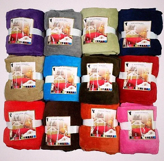 Super Soft Luxurious Fleece Throw Blanket 12 Solid Colors Queen & Full Size